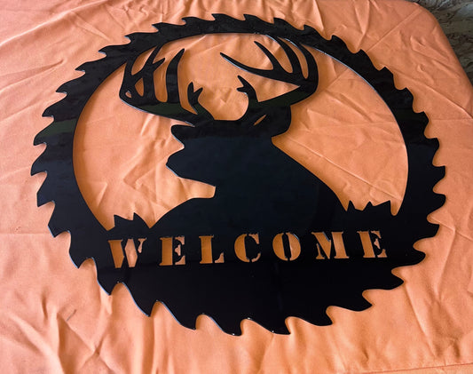 Deer Saw-blade Welcome Sign